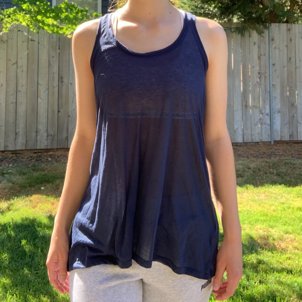 H&M Navy blue basic sheer tank top